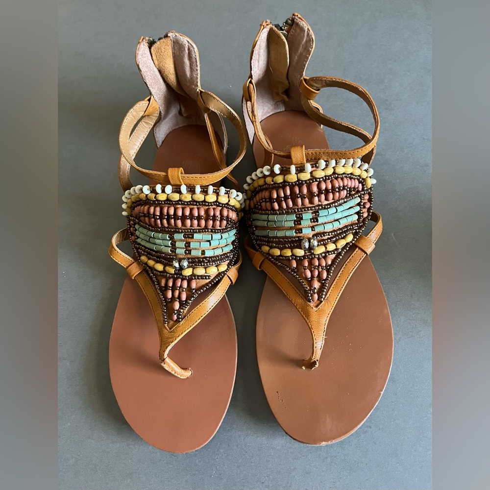 Nine West Beaded Brown Sandals